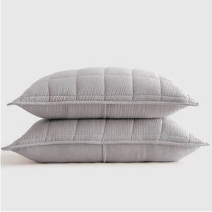 NWT QUINCE Organic Airy Gauze Box Quilt Sham Set King Fog Grey 5227